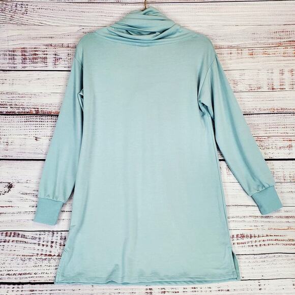 adyp Baby Blue Cowl Neck Sweater Dress Butter Soft Whimsy Fairy A-line Oversized - Picture 2 of 12